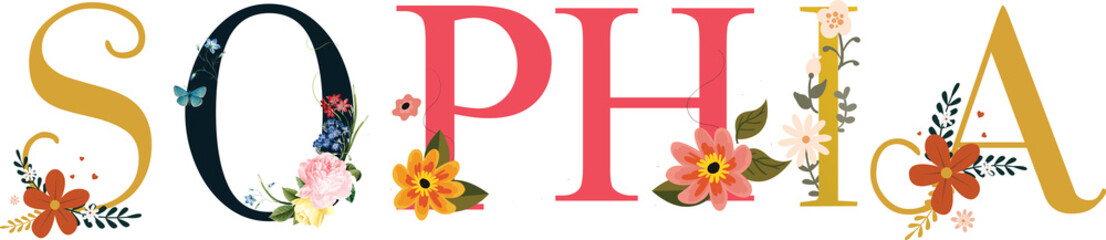 Sophia Name Vector Typography With Emboidered © adam