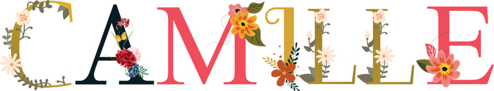 Camille Name Vector Typography With Emboidered