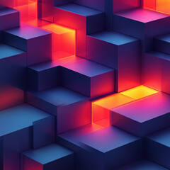 Dynamic abstract geometry digital space 3d render vibrant colors close-up modern art concept for...