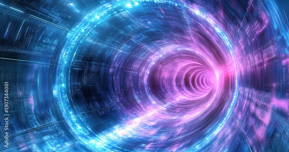 Aufkleber vivid abstract light tunnel with dynamic swirls of blue and purple energy creating a sense of motion