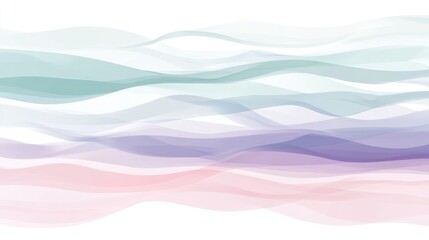 Soft pastel colored wavy bands arranged across white background space