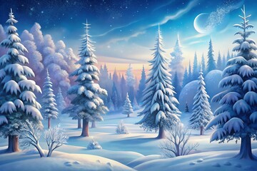 winter landscape with trees and snow