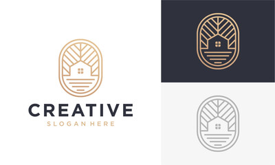 vector logo of hotel in forest