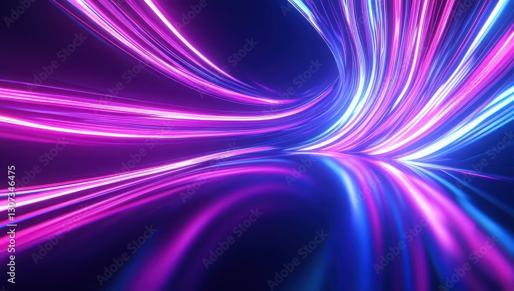 Poster abstract colorful light trails in vibrant pink and blue hues creating a dynamic and energetic wave p
