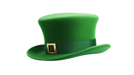 PNG green leprechaun hat with gold buckle isolated on white background in festive St. Patrick's Day design