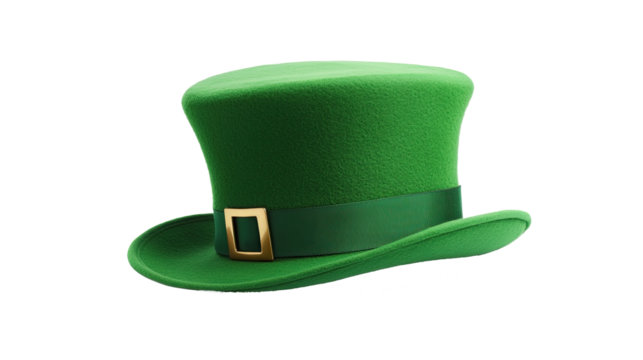 PNG green leprechaun hat with gold buckle isolated on white background in festive St. Patrick's Day design