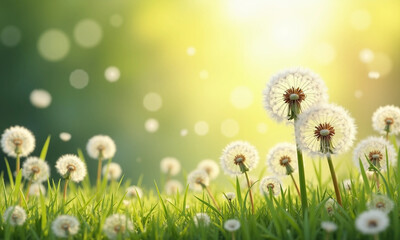 Magical Dandelion Field in Sunlight &ndash; Spring Nature Photography