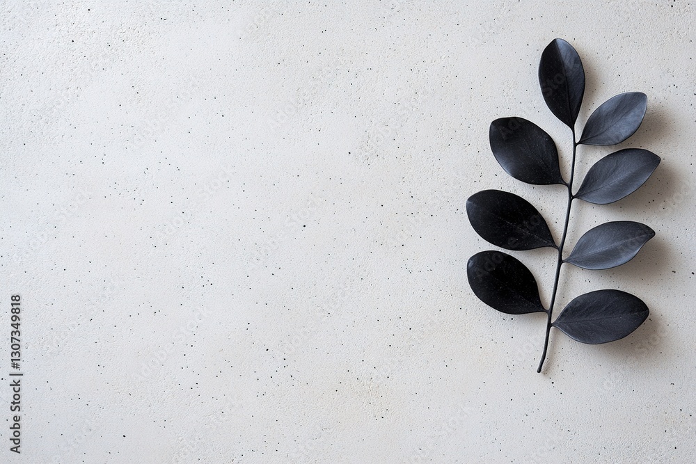 Poster soft-focus black leaf shadows cast over a rough concrete surface create a serene and stylish aesthet