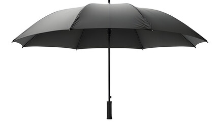 Black Umbrella Open and Isolated on a White Background