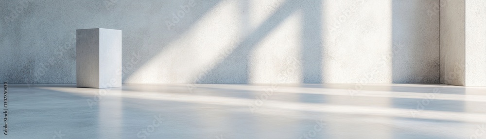 Poster elegant concrete walls and floor feature frosted glass that creates soft shadows. this minimalist de