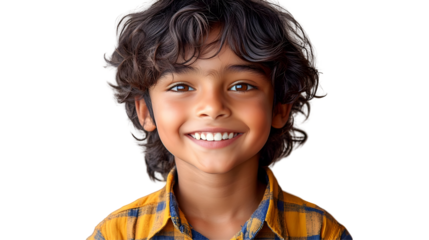 Child Smiles Happily, Isolated on White Background