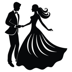 Romantic Wedding Moment - Elegant Couple Silhouette