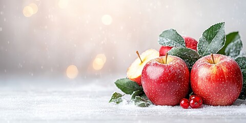 Frutas frescas y vibrantes sobre una superficie invernal, un simbolismo de independencia financiera