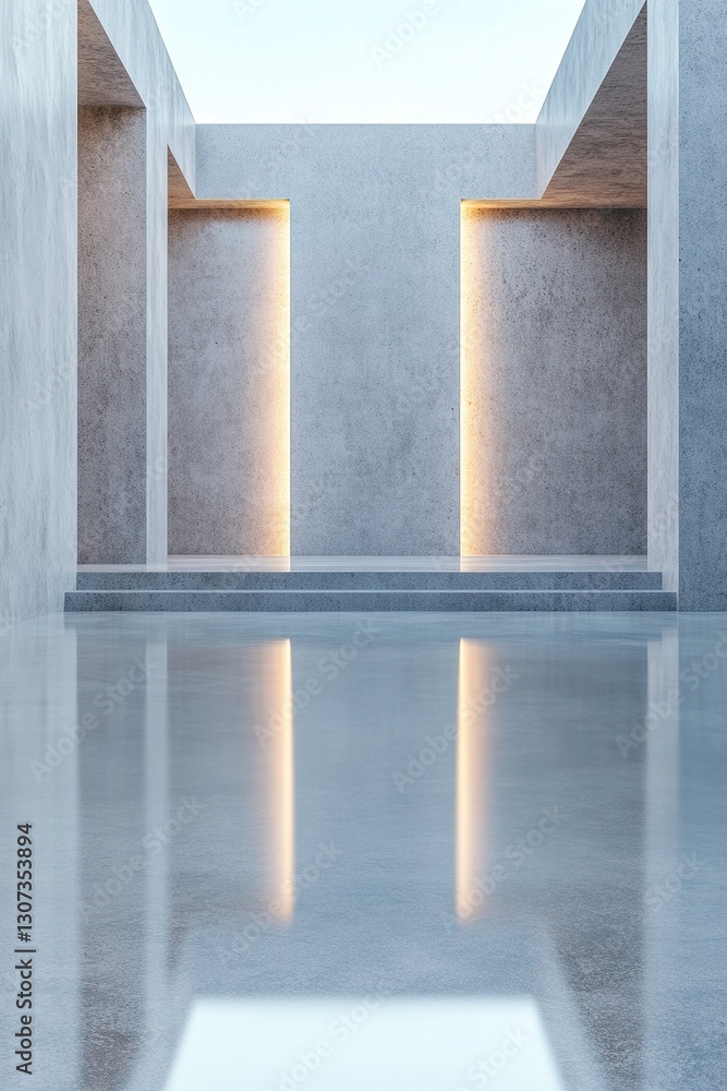 Poster this modern and spacious environment features a high-end concrete backdrop with a polished floor ref