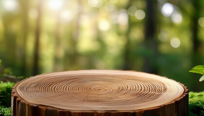Obraz premium wooden slices nature background product display