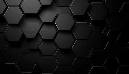 Abstract black background with a hexagonal texture for design and wallpaper
