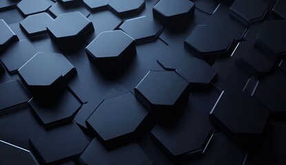 Abstract black background with a hexagonal texture for design and wallpaper
