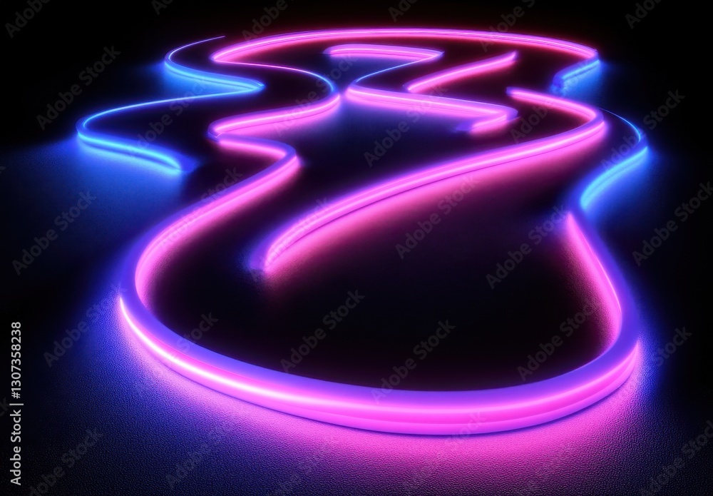 Poster abstract neon light trails creating a mesmerizing and colorful pattern on a dark background showcasi