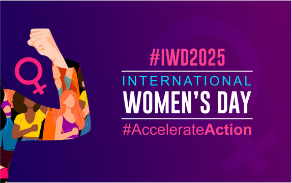 Accelerate action - International women's day concept poster. 2025 women's day campaign theme - #AccelerateAction #IWD2025