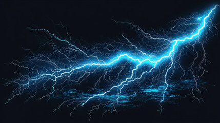 Blue lightning in the night sky