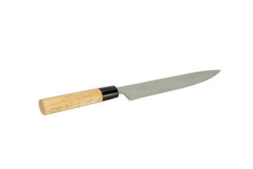 A slicing knife with a wooden handle isolated on white background with clipping path.
