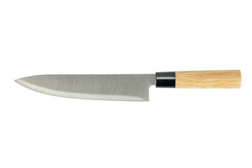 A slicing knife with a wooden handle isolated on white background with clipping path.