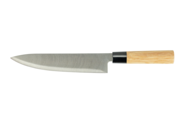 A slicing knife with a wooden handle isolated on white background with clipping path.