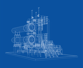 Petroleum heater exchanger. Vector rendering of 3d