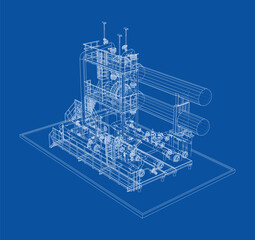 Petroleum heater exchanger. Vector rendering of 3d