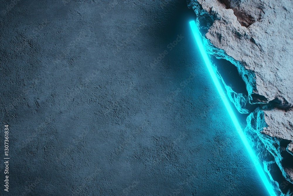 Poster this sleek dark concrete background features a glowing blue neon edge, creating a modern and high-en