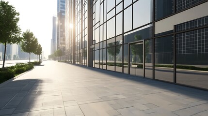 A city street featuring high-rise office buildings, captured in a professional image.