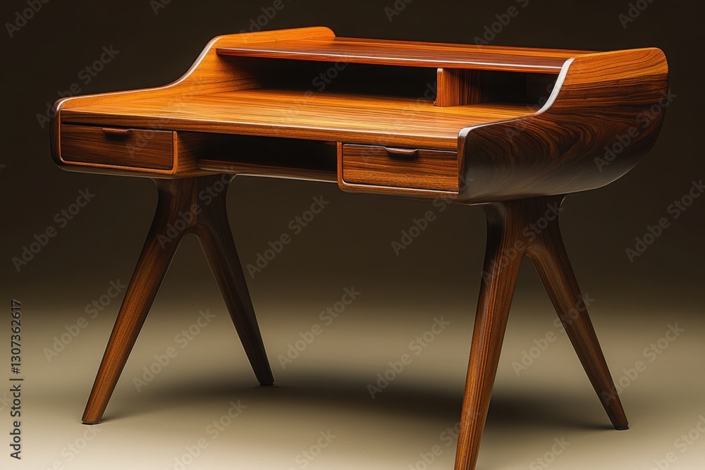 Aufkleber elegant wooden desk with unique design featuring drawers and a shelf showcasing craftsmanship and st