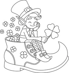 St Patrick's Day Elf Coloring Page for Kids