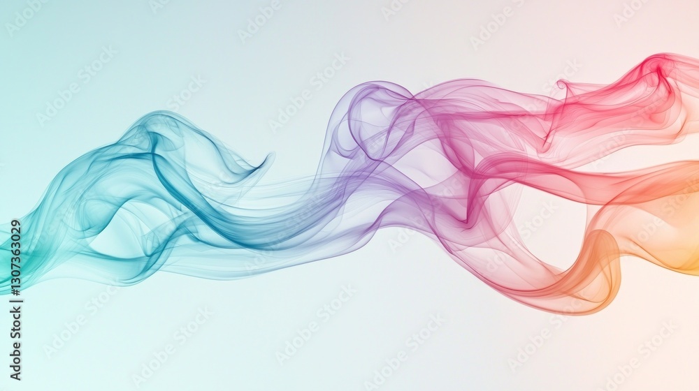 Poster colorful flowing smoke creating a gradient effect on a white background