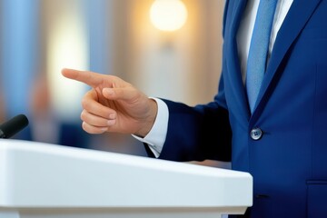 Focused Businessman Pointing At The Audience