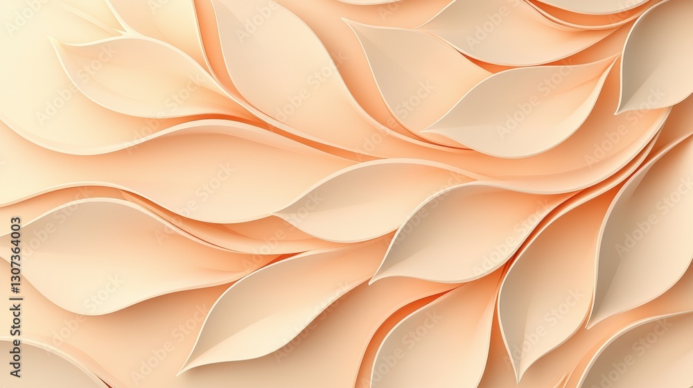 Poster soft beige leaf pattern with gentle curves and textured layers