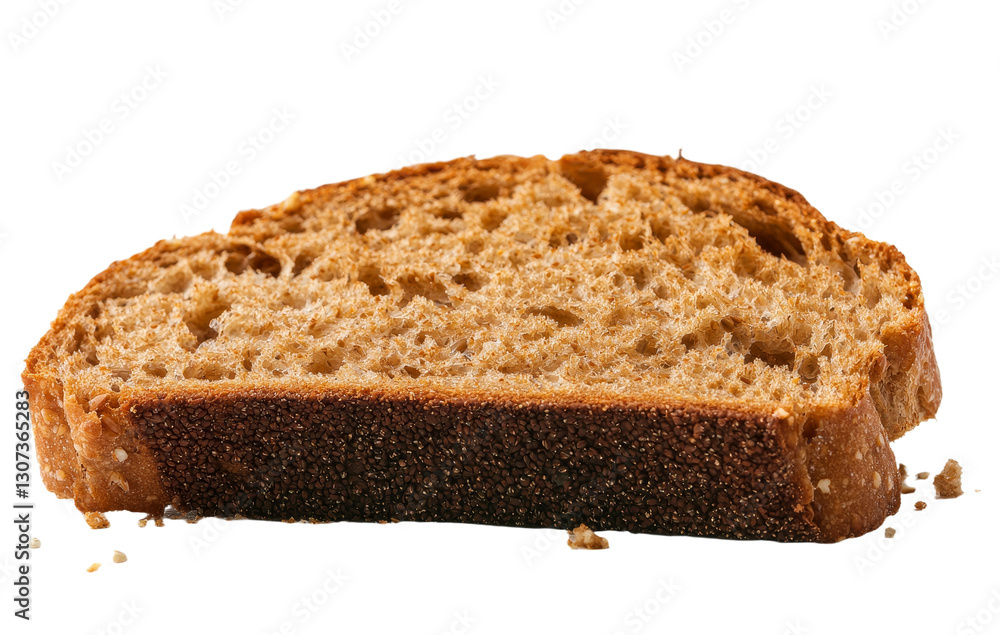 Aufkleber The image features an isolated slice of integral rye bread on a plain white background