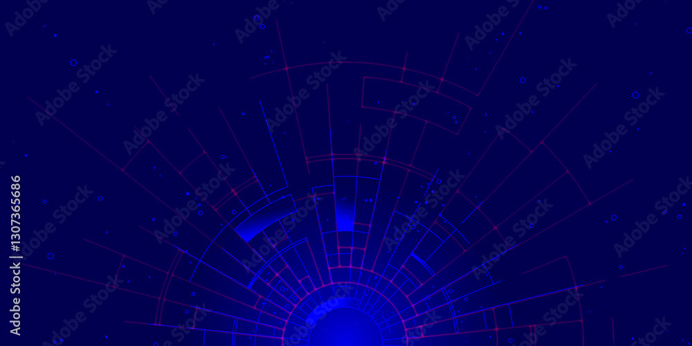 Aufkleber abstract technological background with glowing circular grids or with futuristic data streams symbol