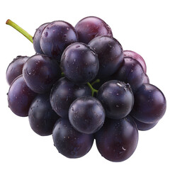 A cluster of purple grapes with smooth, round shapes and a slight sheen, isolated on white background.