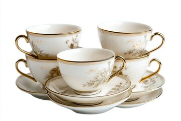 Fototapeta premium Classic High-Tea Set with Gold Handles Intricate Patterns