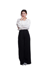 Asian businesswoman portrait, isolated on white background