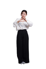 Asian businesswoman portrait, isolated on white background