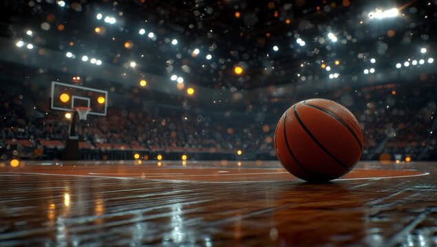 A dynamic basketball arena was packed with an enthusiastic crowd. Fans were active and excited before the game. The area for banners was vacant. The hardwood court was prepared for play. The indoor