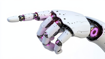 A robotic hand with outstretched fingers