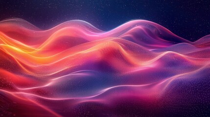 Obraz premium Glowing colorful layered abstract landscape with starry background display