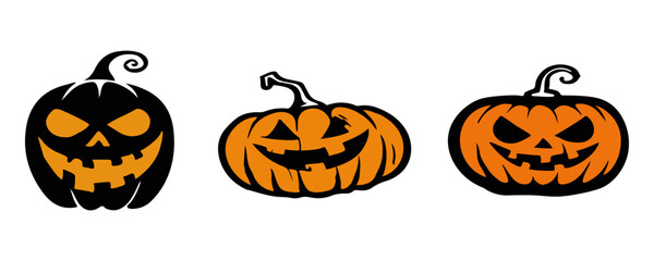 Halloween Pumpkin Icon Set – Spooky Vector Design