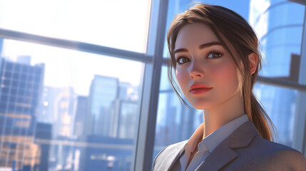 A sophisticated female executive in an elegant blazer