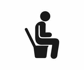 Person Sitting on Toilet - Simple Icon for Restroom Symbol