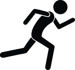 Simple black silhouette of a person running.