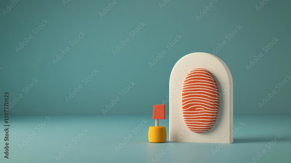 Poster law restriction policy concept. abstract composition featuring a textured object with vibrant colors